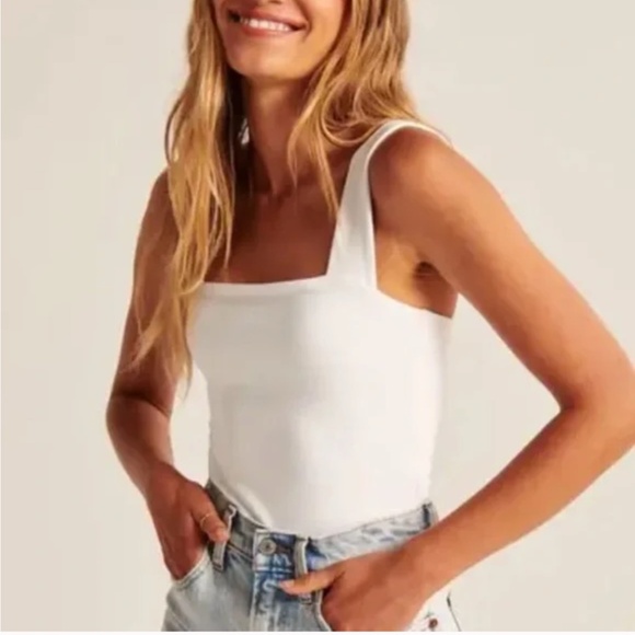 Abercrombie & Fitch Tops - Abercrombie & Fitch white square neck bodysuit White, Small